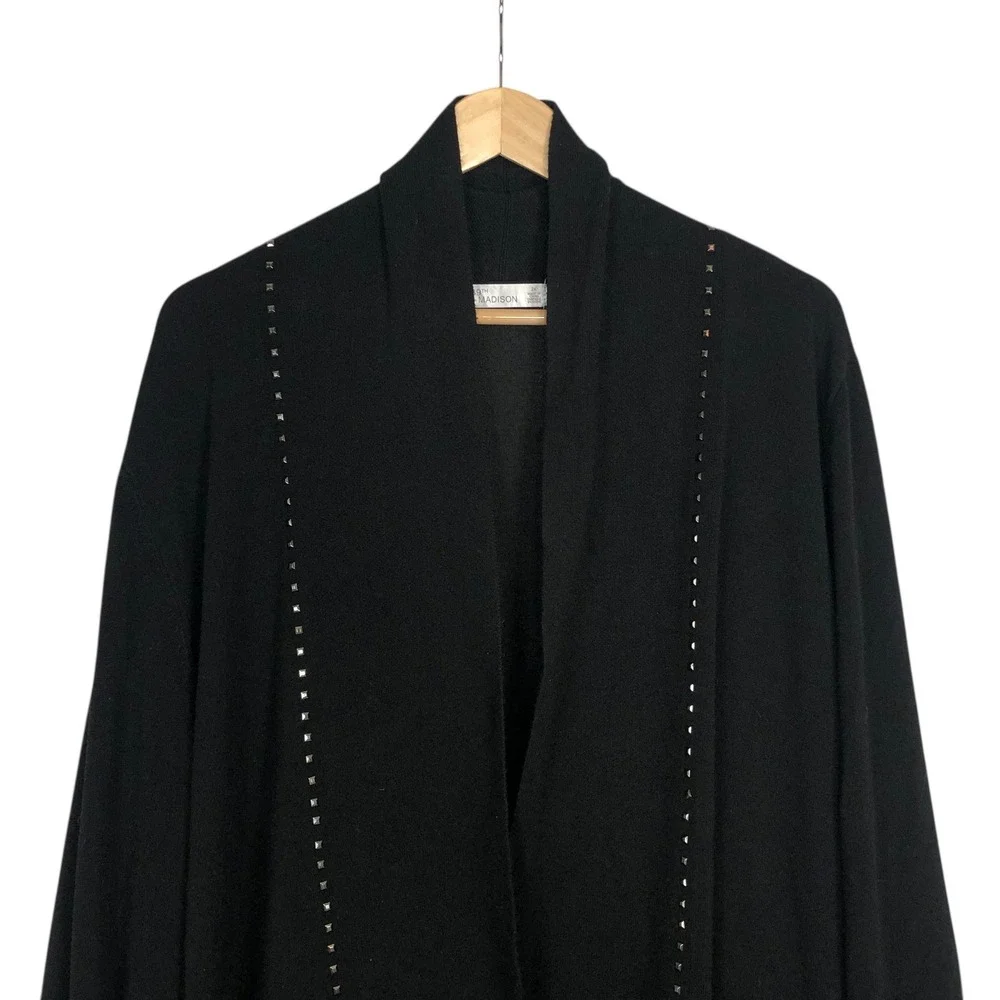 89th + Madison Black Studded Open Front Knit Cardigan Sweater Size‎ 2X Gothic
